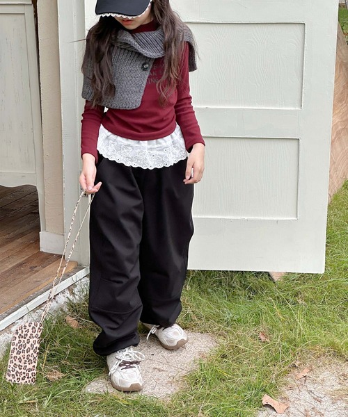 aimoha（アイモハ）の「【aimoha-KIDS-】裏起毛カーゴパンツ (AW)（カーゴパンツ・キッズ・ブラック/ダークグレー/パープル・110/120/130/140/150/160）」の6枚目の写真