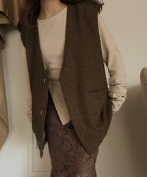 mideal | tweed vest × finger holl tops / ツイードベスト × フィンガーホールトップス(その他トップス)