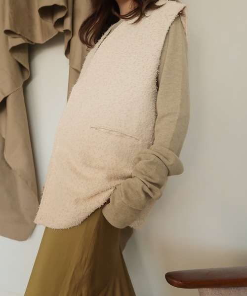 mideal(マイディール)の「tweed vest × finger holl tops / ツイードベスト × フィンガーホールトップス(その他トップス・レディース・ブラウン/ベージュ・FREE)」の12枚目の写真