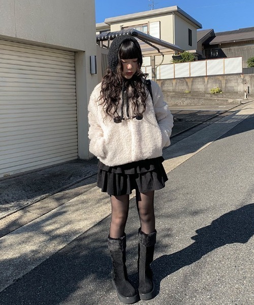 anyonemore(エニワンモア)の「ニットバブーシュカ(ニットキャップ/ビーニー・レディース・アイボリー/ブラック・FREE)」の16枚目の写真