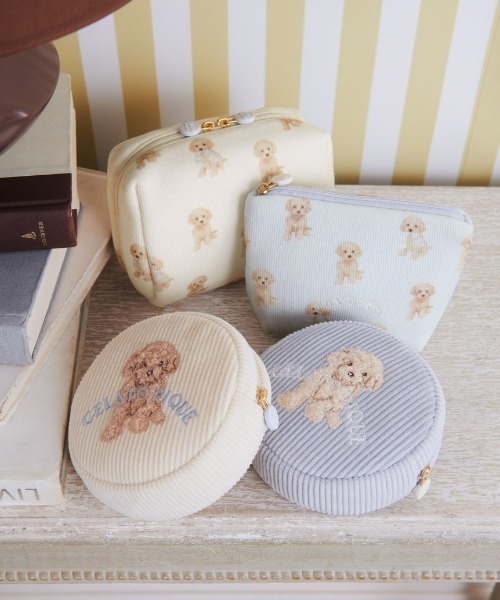 gelato pique ジェラートピケ DOG柄マチ付きポーチ トイプードル