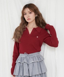 RAY CASSIN | 胸刺繍スキッパーポロコンパクトニット(ニット/セーター)