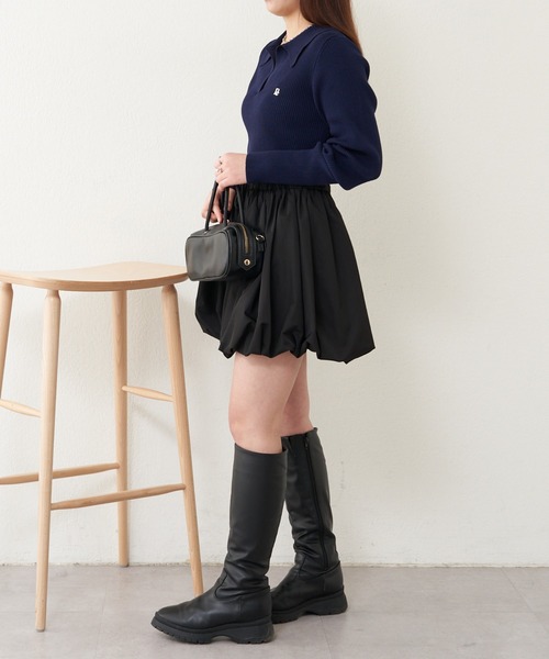 RAY CASSIN（レイカズン）の「胸刺繍スキッパーポロコンパクトニット（ニット/セーター・レディース・ブラック系その他2/ホワイト系その他2/ネイビー/レッド・FREE）」の20枚目の写真