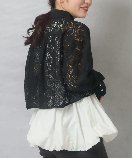 Lull（ルル）の「【Lull / ルル】セットアップ対応 / 総レースシャツ（シャツ/ブラウス・レディース・オフホワイト/ブルー/ブラック・ONESIZE）」の16枚目の写真