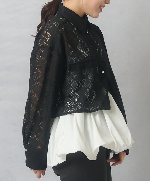 Lull（ルル）の「【Lull / ルル】セットアップ対応 / 総レースシャツ（シャツ/ブラウス・レディース・オフホワイト/ブルー/ブラック・ONESIZE）」の17枚目の写真