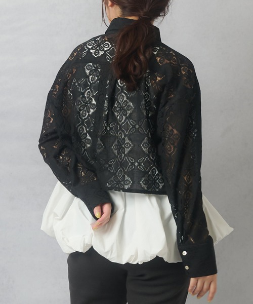 Lull（ルル）の「【Lull / ルル】セットアップ対応 / 総レースシャツ（シャツ/ブラウス・レディース・オフホワイト/ブルー/ブラック・ONESIZE）」の18枚目の写真