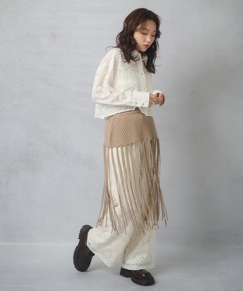 Lull（ルル）の「【Lull / ルル】セットアップ対応 / 総レースシャツ（シャツ/ブラウス・レディース・オフホワイト/ブルー/ブラック・ONESIZE）」の20枚目の写真