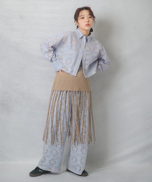 Lull（ルル）の「【Lull / ルル】セットアップ対応 / 総レースシャツ（シャツ/ブラウス・レディース・オフホワイト/ブルー/ブラック・ONESIZE）」の22枚目の写真