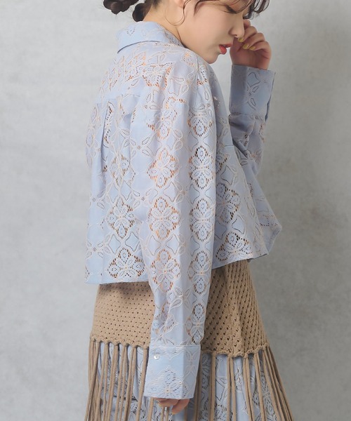 Lull（ルル）の「【Lull / ルル】セットアップ対応 / 総レースシャツ（シャツ/ブラウス・レディース・オフホワイト/ブルー/ブラック・ONESIZE）」の14枚目の写真