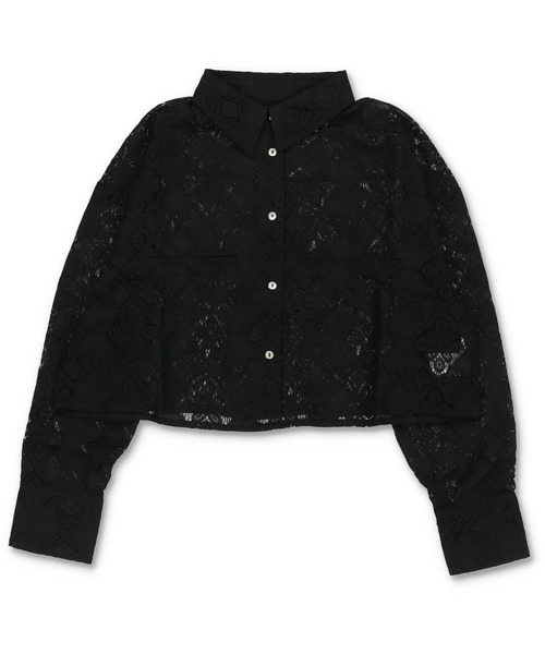 Lull（ルル）の「【Lull / ルル】セットアップ対応 / 総レースシャツ（シャツ/ブラウス・レディース・オフホワイト/ブルー/ブラック・ONESIZE）」の4枚目の写真