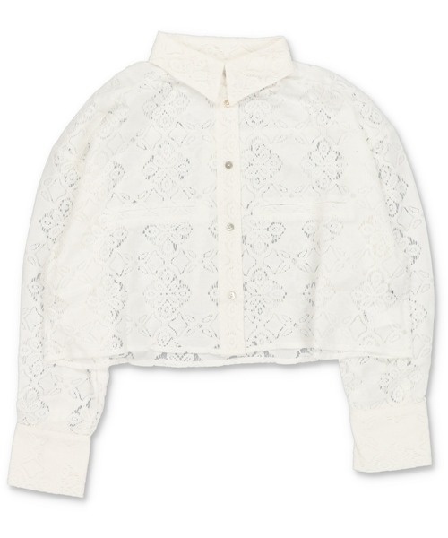 Lull（ルル）の「【Lull / ルル】セットアップ対応 / 総レースシャツ（シャツ/ブラウス・レディース・オフホワイト/ブルー/ブラック・ONESIZE）」の5枚目の写真