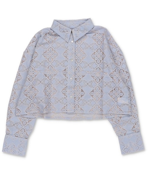 Lull（ルル）の「【Lull / ルル】セットアップ対応 / 総レースシャツ（シャツ/ブラウス・レディース・オフホワイト/ブルー/ブラック・ONESIZE）」の6枚目の写真