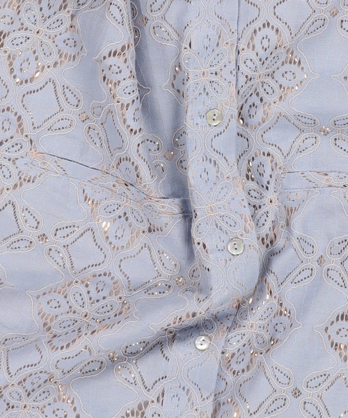 Lull（ルル）の「【Lull / ルル】セットアップ対応 / 総レースシャツ（シャツ/ブラウス・レディース・オフホワイト/ブルー/ブラック・ONESIZE）」の9枚目の写真