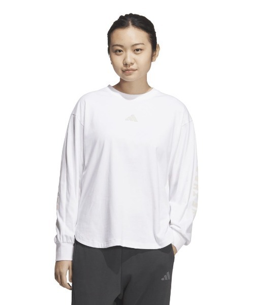 adidas(アディダス)の「アディダス adidas ワード 長袖Tシャツ(Tシャツ/カットソー・レディース・ホワイト/ライトグリーン/ダークグレー・S/M/L/XL)」の2枚目の写真