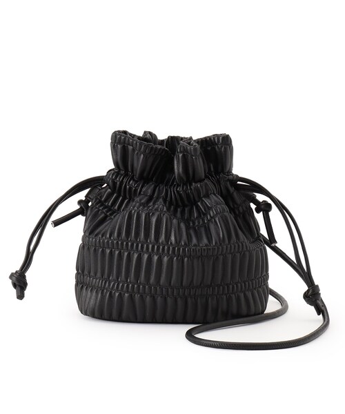 SHOO・LA・RUE(シューラルー)の「プリーツ巾着ショルダーバッグ(ショルダーバッグ・レディース・アイボリー/ブラック/シルバー・00)」の3枚目の写真