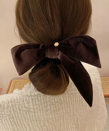 Lace Ladies | ベロア調 ビッグ リボン シュシュ ヘアゴム(シュシュ)
