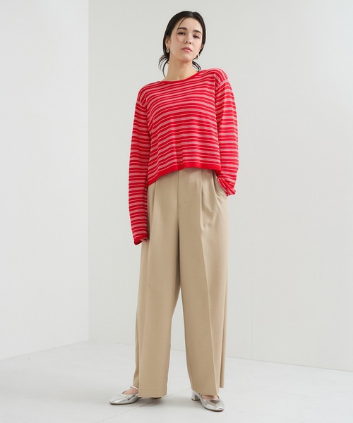 le cercle ADAM ET ROPE'(ルセルクルアダムエロペ)の「天竺ボーダー2WAYカーディガン(カーディガン/ボレロ・レディース・ネイビー系/レッド系その他2/ピンク系/レッド・FREE)」の12枚目の写真