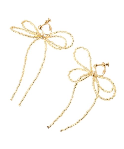 AMERICAN HOLIC(アメリカンホリック)の「ビーズレイーヤードリボンイヤリング(イヤリング・レディース・ゴールド/オフホワイト/チャコールグレー・FREE)」の14枚目の写真