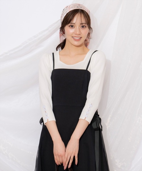 WILLSELECTION（ウィルセレクション）の「袖フラワーラメ7分袖ニットプルオーバー（ニット/セーター・レディース・ブラック/オフホワイト/イエロー/ピンクベージュ・FREE）」の10枚目の写真