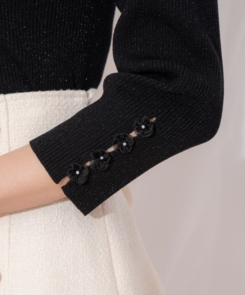 WILLSELECTION（ウィルセレクション）の「袖フラワーラメ7分袖ニットプルオーバー（ニット/セーター・レディース・ブラック/オフホワイト/イエロー/ピンクベージュ・FREE）」の19枚目の写真