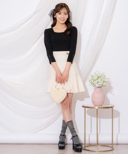 WILLSELECTION（ウィルセレクション）の「袖フラワーラメ7分袖ニットプルオーバー（ニット/セーター・レディース・ブラック/オフホワイト/イエロー/ピンクベージュ・FREE）」の21枚目の写真