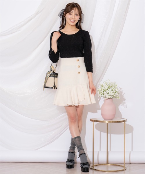 WILLSELECTION（ウィルセレクション）の「袖フラワーラメ7分袖ニットプルオーバー（ニット/セーター・レディース・ブラック/オフホワイト/イエロー/ピンクベージュ・FREE）」の22枚目の写真