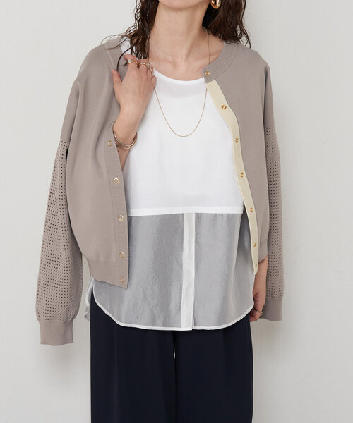 Jena espace merveilleux（ジェナ　エスパスメルヴェイユ）の「レイヤー風タンク（キャミソール・レディース・グレー/オフホワイト・FREE）」の6枚目の写真