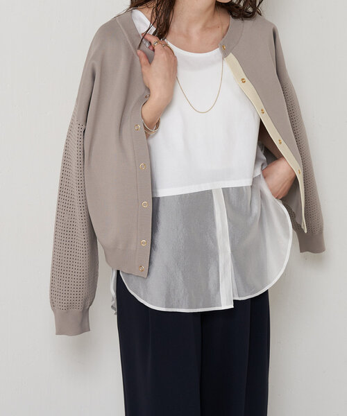 Jena espace merveilleux（ジェナ　エスパスメルヴェイユ）の「レイヤー風タンク（キャミソール・レディース・グレー/オフホワイト・FREE）」の7枚目の写真