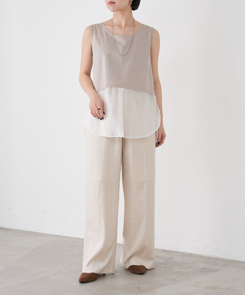 Jena espace merveilleux（ジェナ　エスパスメルヴェイユ）の「レイヤー風タンク（キャミソール・レディース・グレー/オフホワイト・FREE）」の10枚目の写真