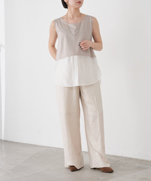 Jena espace merveilleux（ジェナ　エスパスメルヴェイユ）の「レイヤー風タンク（キャミソール・レディース・グレー/オフホワイト・FREE）」の11枚目の写真