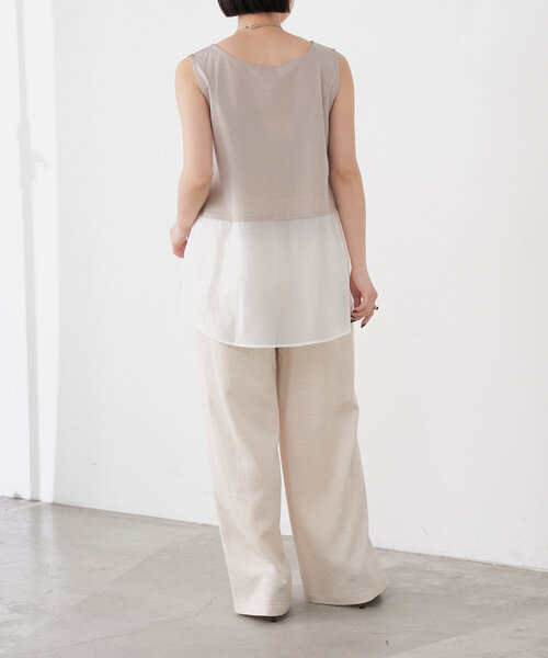 Jena espace merveilleux（ジェナ　エスパスメルヴェイユ）の「レイヤー風タンク（キャミソール・レディース・グレー/オフホワイト・FREE）」の12枚目の写真