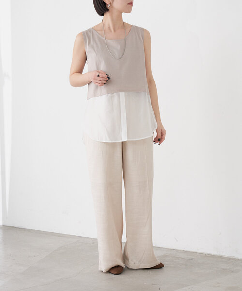 Jena espace merveilleux（ジェナ　エスパスメルヴェイユ）の「レイヤー風タンク（キャミソール・レディース・グレー/オフホワイト・FREE）」の13枚目の写真