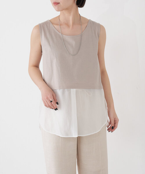 Jena espace merveilleux（ジェナ　エスパスメルヴェイユ）の「レイヤー風タンク（キャミソール・レディース・グレー/オフホワイト・FREE）」の14枚目の写真