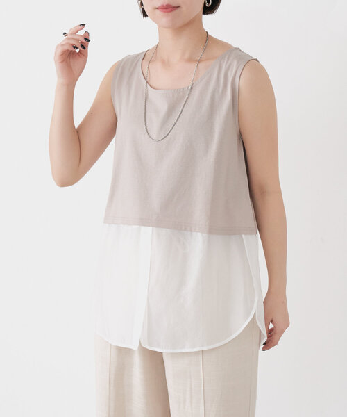Jena espace merveilleux（ジェナ　エスパスメルヴェイユ）の「レイヤー風タンク（キャミソール・レディース・グレー/オフホワイト・FREE）」の15枚目の写真