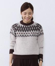 coen | アルパカ混シャギーフォークロアジャガードニット(ニット/セーター)