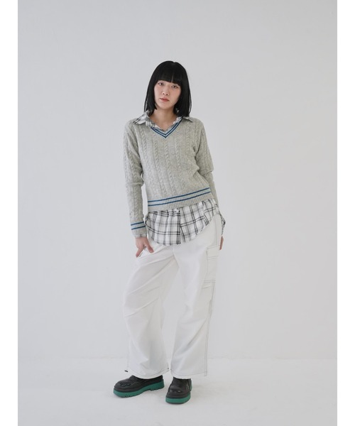 Uenui（ウニュイ）の「【 cunii 】チェック柄 ルーズフィット ロングシャツ オーバーサイズ（シャツ/ブラウス・レディース・ピンク/アイボリー/ブラック・FREE）」の21枚目の写真