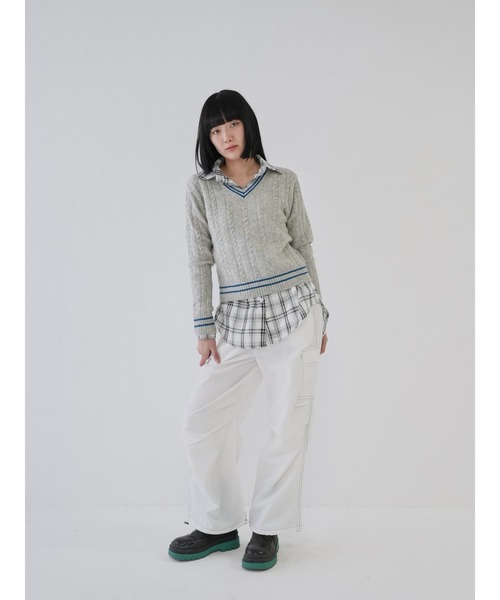 Uenui（ウニュイ）の「【 cunii 】チェック柄 ルーズフィット ロングシャツ オーバーサイズ（シャツ/ブラウス・レディース・ピンク/アイボリー/ブラック・FREE）」の20枚目の写真