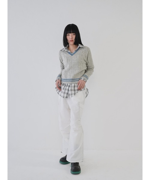 Uenui（ウニュイ）の「【 cunii 】チェック柄 ルーズフィット ロングシャツ オーバーサイズ（シャツ/ブラウス・レディース・ピンク/アイボリー/ブラック・FREE）」の19枚目の写真