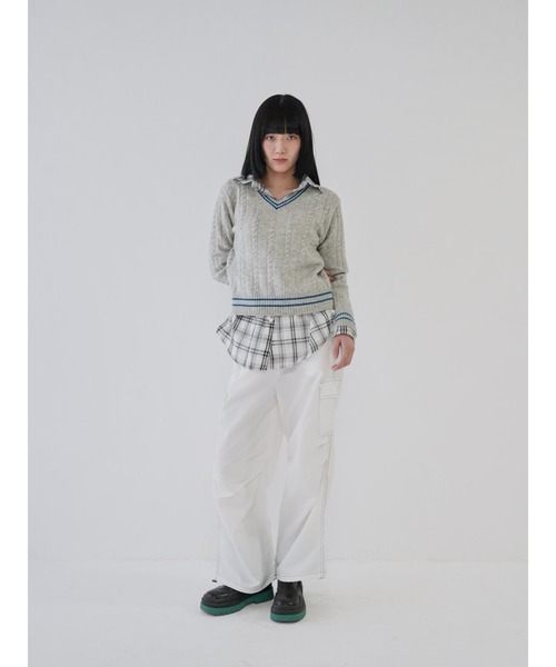 Uenui（ウニュイ）の「【 cunii 】チェック柄 ルーズフィット ロングシャツ オーバーサイズ（シャツ/ブラウス・レディース・ピンク/アイボリー/ブラック・FREE）」の12枚目の写真