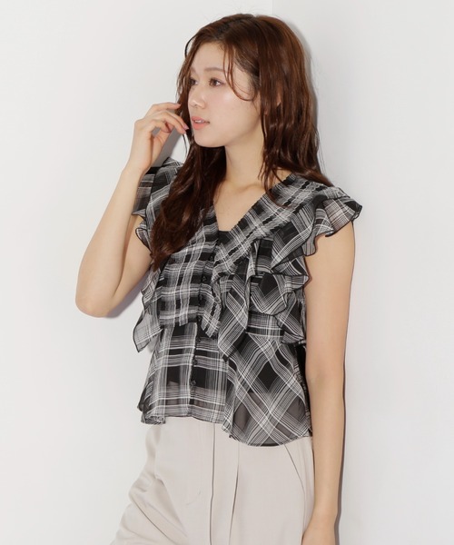 JILL by JILL STUART（ジルバイジルスチュアート）の「◇プリーツフリルブラウス（シャツ/ブラウス・レディース・ピンク/ブラック系その他/ブルー・FREE）」の5枚目の写真