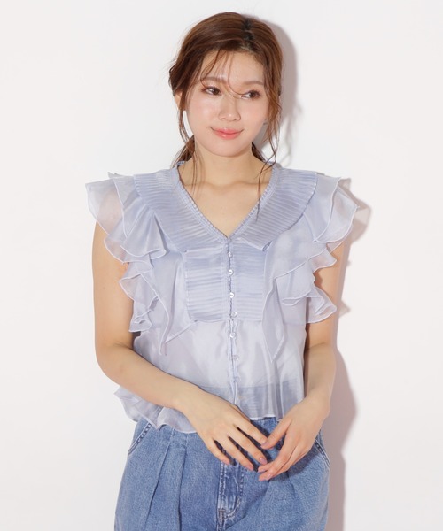 JILL by JILL STUART（ジルバイジルスチュアート）の「◇プリーツフリルブラウス（シャツ/ブラウス・レディース・ピンク/ブラック系その他/ブルー・FREE）」の19枚目の写真