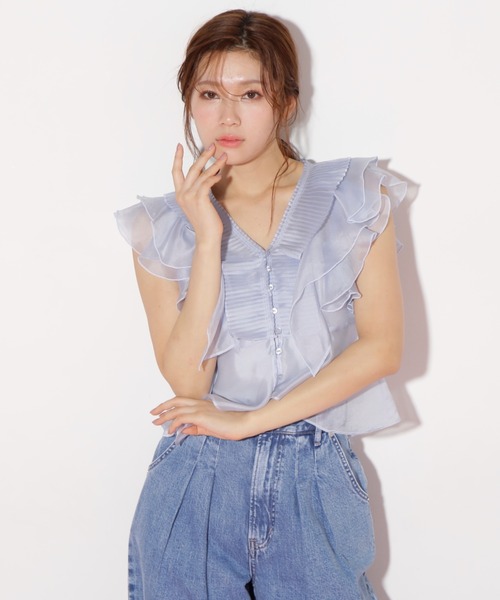 JILL by JILL STUART（ジルバイジルスチュアート）の「◇プリーツフリルブラウス（シャツ/ブラウス・レディース・ピンク/ブラック系その他/ブルー・FREE）」の20枚目の写真