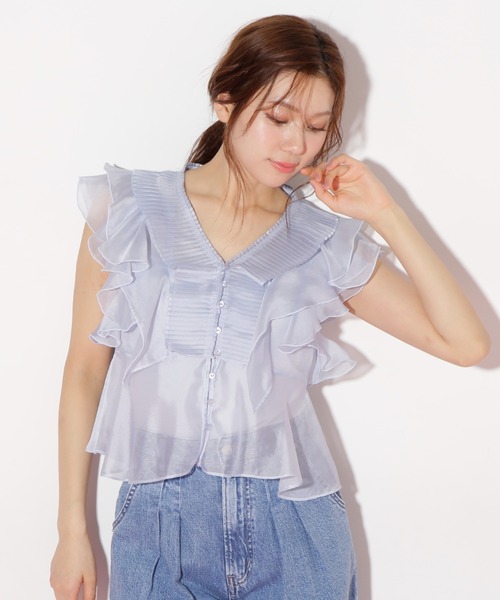 JILL by JILL STUART（ジルバイジルスチュアート）の「◇プリーツフリルブラウス（シャツ/ブラウス・レディース・ピンク/ブラック系その他/ブルー・FREE）」の21枚目の写真