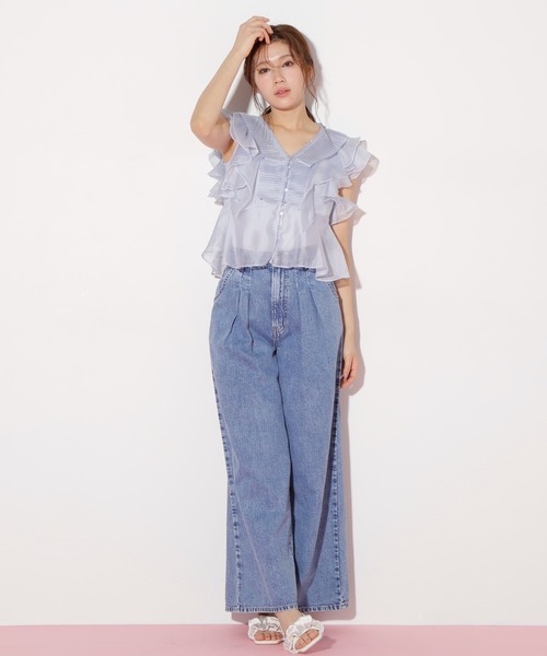 JILL by JILL STUART（ジルバイジルスチュアート）の「◇プリーツフリルブラウス（シャツ/ブラウス・レディース・ピンク/ブラック系その他/ブルー・FREE）」の22枚目の写真