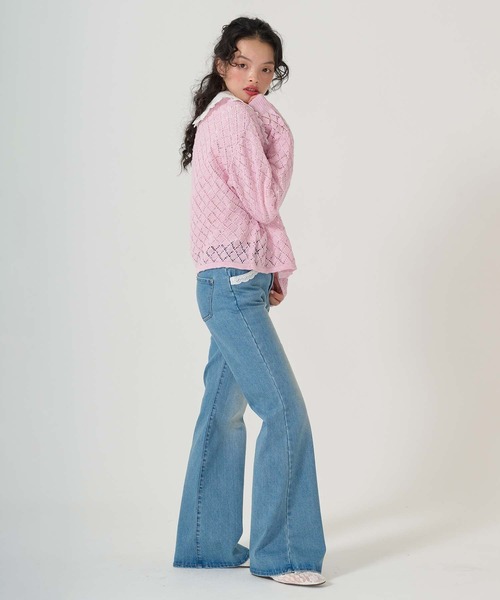 TINA：JOJUN（ティーナジョジュン）の「スラブ糸 フロントリボンカーディガン TINA：JOJUN（カーディガン/ボレロ・レディース・ピンク/クリーム・M）」の11枚目の写真