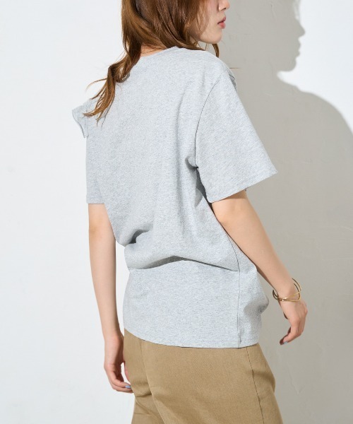 TRIANGLE PALETTE（トライアングルパレット）の「アシンメトリーフリル半袖Tシャツ（Tシャツ/カットソー・レディース・ホワイト/グレー/ブラック/ピンク・FREE）」の21枚目の写真
