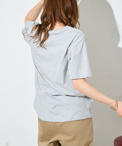 TRIANGLE PALETTE（トライアングルパレット）の「アシンメトリーフリル半袖Tシャツ（Tシャツ/カットソー・レディース・ホワイト/グレー/ブラック/ピンク・FREE）」の20枚目の写真
