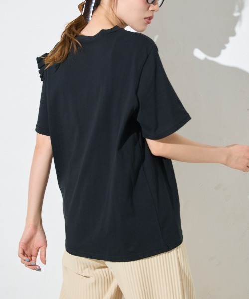 TRIANGLE PALETTE（トライアングルパレット）の「アシンメトリーフリル半袖Tシャツ（Tシャツ/カットソー・レディース・ホワイト/グレー/ブラック/ピンク・FREE）」の11枚目の写真