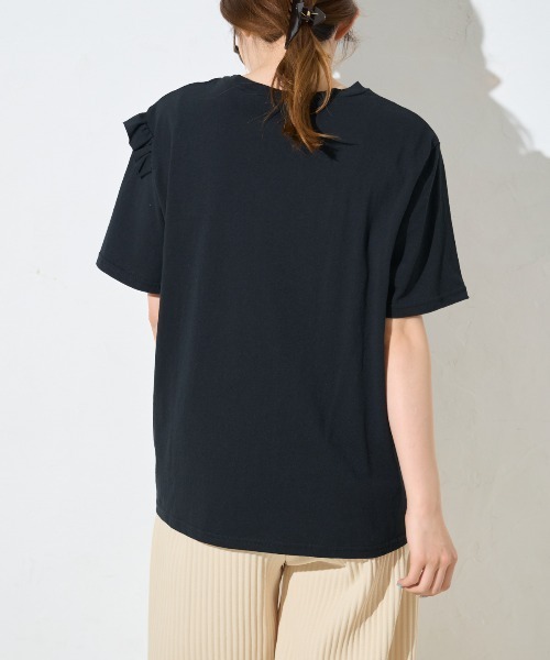 TRIANGLE PALETTE（トライアングルパレット）の「アシンメトリーフリル半袖Tシャツ（Tシャツ/カットソー・レディース・ホワイト/グレー/ブラック/ピンク・FREE）」の9枚目の写真