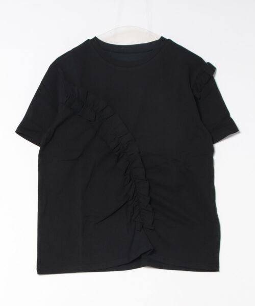 TRIANGLE PALETTE（トライアングルパレット）の「アシンメトリーフリル半袖Tシャツ（Tシャツ/カットソー・レディース・ホワイト/グレー/ブラック/ピンク・FREE）」の5枚目の写真